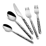 Kelenfer Silverware Set Stainless Steel Flatware Set Cutlery Set Vintage with Twisted Handle Mirror Finished 20 Pieces Service for 4