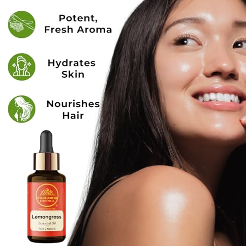 Image of Lemongrass Essential Oil for Face, Skin, Hair, Body, Home, Fragrance 100% Pure & Natural Undiluted 15ml