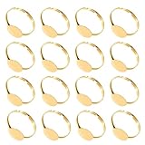MERRYHAPY Bases de Anillos Ajustables Planas en Pack de 50 Piezas, Engaste Seguro para Gemas, Recomendadas para Fabricación de Alianzas y Anillos de Promesa