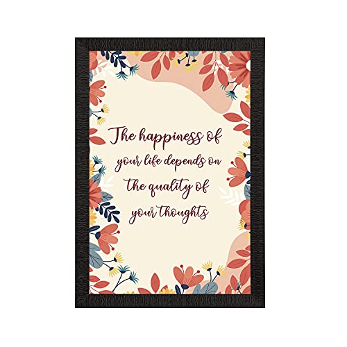 Image of eCraftIndia inchThe Happiness Of Your Life Depends On The Quality Of Your Thoughts Motivational Quote Painting Digital Printed Wall Art For Living Room, Study Room, Home, Office Decor