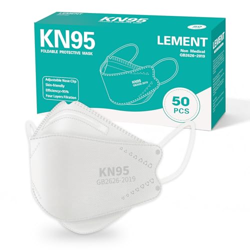LEMENT KN95 Face Masks,50 Pack Breathable Dust Safety Mask For Adult, White