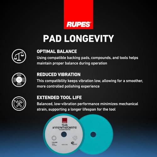 Image of RUPES 9.DA180B Pack of 48 Light Blue D-A Intermediate Foam Polishing Pads 180mm | Ideal for Paint Correction | Improves Cutting and Finishing Performance | Compatible with 6 inch Backing Plate