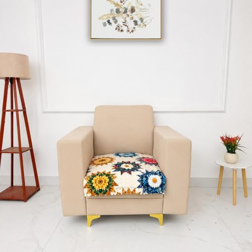Image of Homerz Premium Printed Quilted Velvet Sofa Slip Cover Protector with Tassels, Sofa Mat, Exact Size, Antislip Cover (Morocco, 1 Seater, Half)