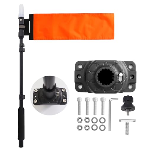 Xprite Kayak Safety Flag with 360&deg; LED Light, Telescoping Orange Flag Pole, Battery Powered...