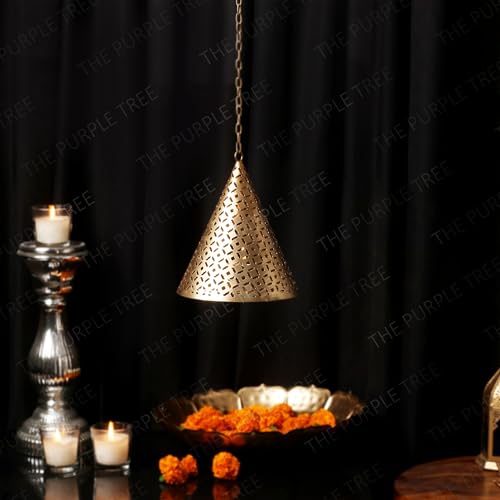 Image of The Purple Tree Divine Metal Cone Tealight Holder (Pack of 1 pc) Diwali Tealight Holder, Christmas Candle Holder, Diwali Decorations, DIpawali Gifts