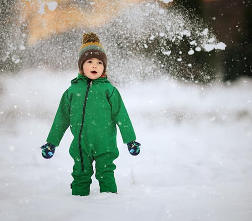 Image of Urban Virgin Toddler Winter Gloves Kids Waterproof Snow Mittens Baby Mittens Boys And Girls Cuffed Snow Gloves D-NavyblueDino M(3T-5T)