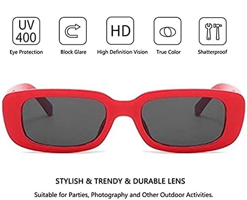 Image of Rectangle Sunglasses for Women Retro Driving Glasses 90's Vintage Fashion Narrow Square Frame UV400 Protection
