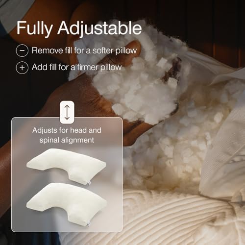 Image of Coop Home Goods Adjustable Latex Cut-Out Pillow King, Talalay Latex & Microfiber Fill, Ergonomic Shoulder Cut-Out, Naturally Cooling, Eco-Friendly, Medium Firm for Side Sleepers, GREENGUARD Gold