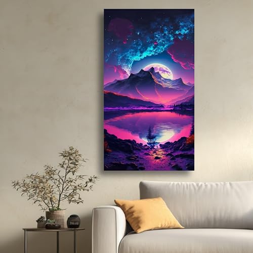 Toile montagne clair de lune pour habiller un mur vide - 3