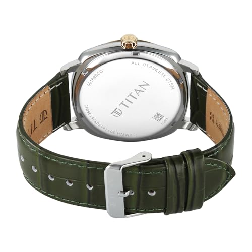 Image of Titan Classique Suave 2.0 Analog with Green Dial Green Leather Strap Watch for Men - 90189BL01