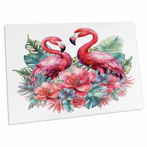 3dRose Dos Flamencos Rosados en Ilustración Tropical miniatura 1