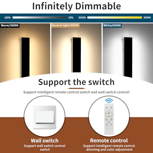 Image of 2 Pack Outdoor Wall Light Fixture, 39.3inch Modern Wall Sconce, IP65 Waterproof Dimmable 3000K-6000K with Remote Control, Outside Porch Lighting for Fence, Patio, Yard, Garage