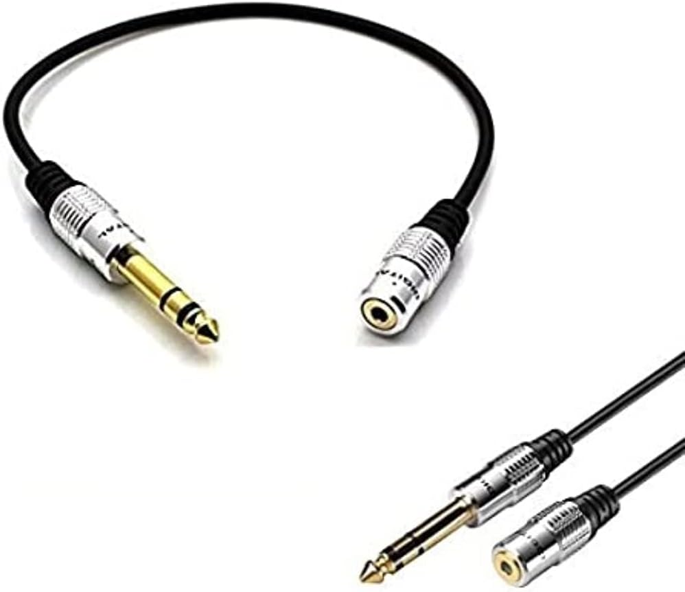 ATC Aluminum 30cm/12inch Golden Plated Metal Stereo 6.35mm 1/4" TRS Male to 3.5mm 1/8" Female Jack Plug Socket Headphone Headset Converter Cable Adapter Connector