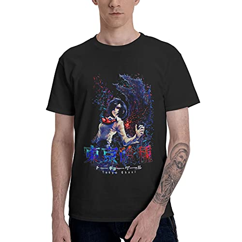Anime Tokyo Ghoul Touka Kirishima T Shirt Men's Fashion Crew Neck Shirts Leisure Short Sleeve Tee Black