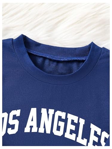 Image of Verdusa Girl's Tracksuit Sets 2 Piece Outfits Letter Print Vacation Tee Top and Drawstring Waist Shorts