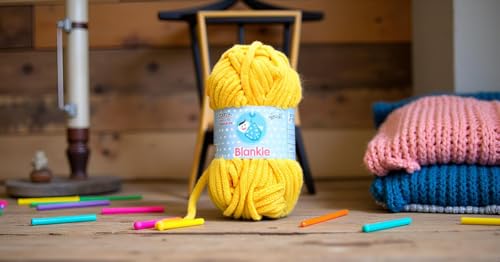 Image of GANGA Knitting Yarn Thick Chunky Wool, Blankie Yellow 200 GMS Best Used with Knitting Needles-YE Art-ADIJ