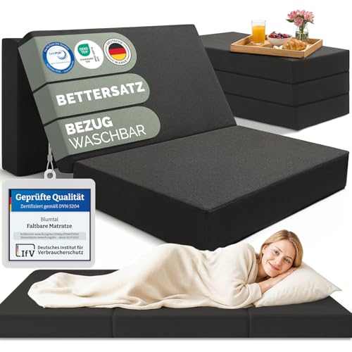 Blumtal Klappmatratze 120x200 cm - 3teilige Gästematratze klappbar extra dick