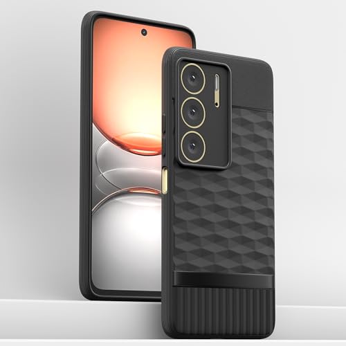 Image of Pikkme Back Cover for Realme C75 Camera Protection 3D Hexa Cube Design Silicone Protective Bumper Case (Black)