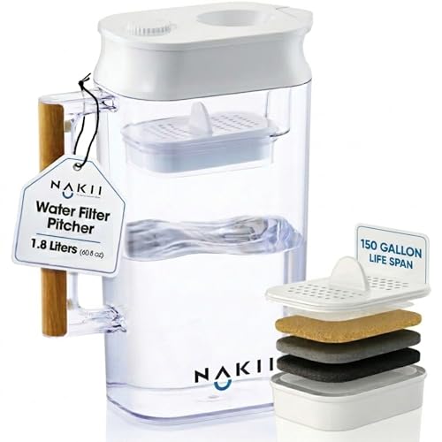 Water Filter Pitcher - Long Lasting 150 Gallons, Supreme Fast Filtration and Purification Technology, Removes Chlorine, Metals for Clean Tasting Drinking Water, WQA Certified,