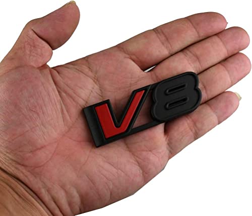 Image of 1x V8 Emblem 3D Badge Car Decal Nameplate Replacement for All Car Truck Canyon Colorad (Black /Red)