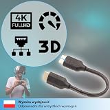 valonic Kabel HDMI krótki, 20 cm – 4 K, ARC, UHD, Full HD, Ethernet – czarny – kabel TV 0,2 m, kabel do monitora, krótki kabel HDMI do komputera lub przełącznika…