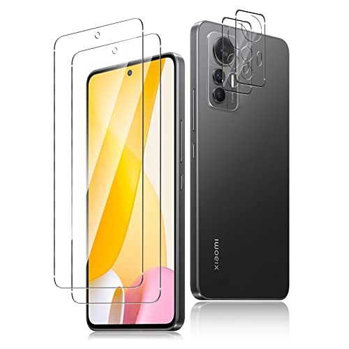 Funrae Schutzfolie für Panzerfolie für Xiaomi Mi 12 Lite 5G + Kameraschutz [2+2 Stück], HD 9H Härte Anti-Fingerabdruck Schutzglas Displayschutzfolie Folie - Transparent Cover