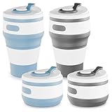 2-Pack Сollapsible Cups for Traveling Reusable – 12oz Leakproof Coffee Travel Mug, Silicone, Foldable & Portable for Hiking, Camping, Office | Lightweight Collapsible Coffee Cups for Outdoor Use