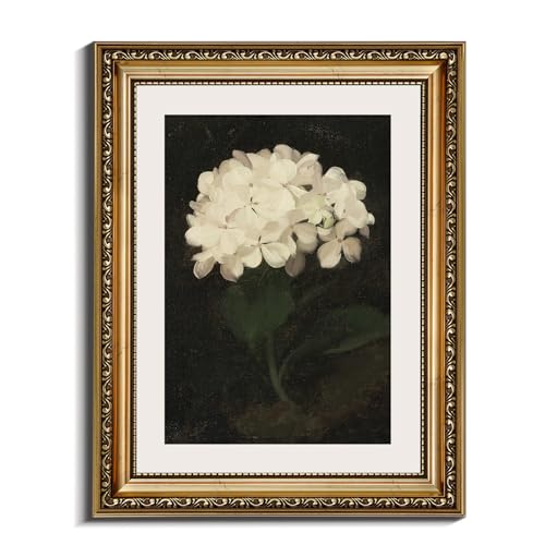 HUARCEY Tableaux encadrés vintage pour salon, décoration murale avec motifs de fleurs, images sur toile pour salon et chambre à coucher, Hortensie blanche...