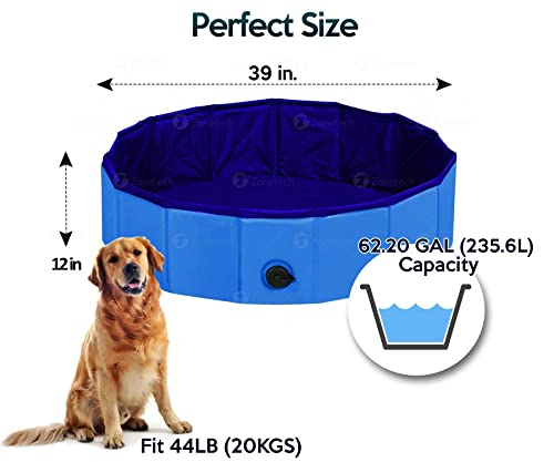 Zone Tech Fold-able Pet Dog Swimming Pool - Premium Quality Easy to Store Collapsible Compact Playing Bath for Kids, Leak-Proof Bathing Tub for Indoor & Outdoor Backyard - Thumbnail 2
