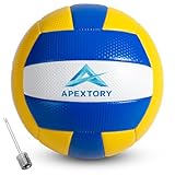 APEXTORY Soft Volleyball for Indoor Practice - Indoor Volleyball & Outdoor Sand Volleyball, Adults & Kids Volleyball Official Size 5 PU Composite Leather with Butyl Bladder