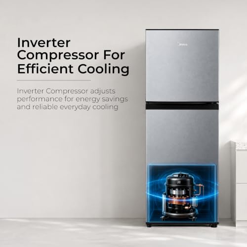 Image of Midea 233L 2 Star Convertible 9-In-1 Inverter Compressor Frost Free Double Door Refrigerator with Multi Air Flow, Smart⁺ Cooling (MDRT359FGI50IN1, Active C Fresh Deodorizer, Crystal Silver, New 2026)