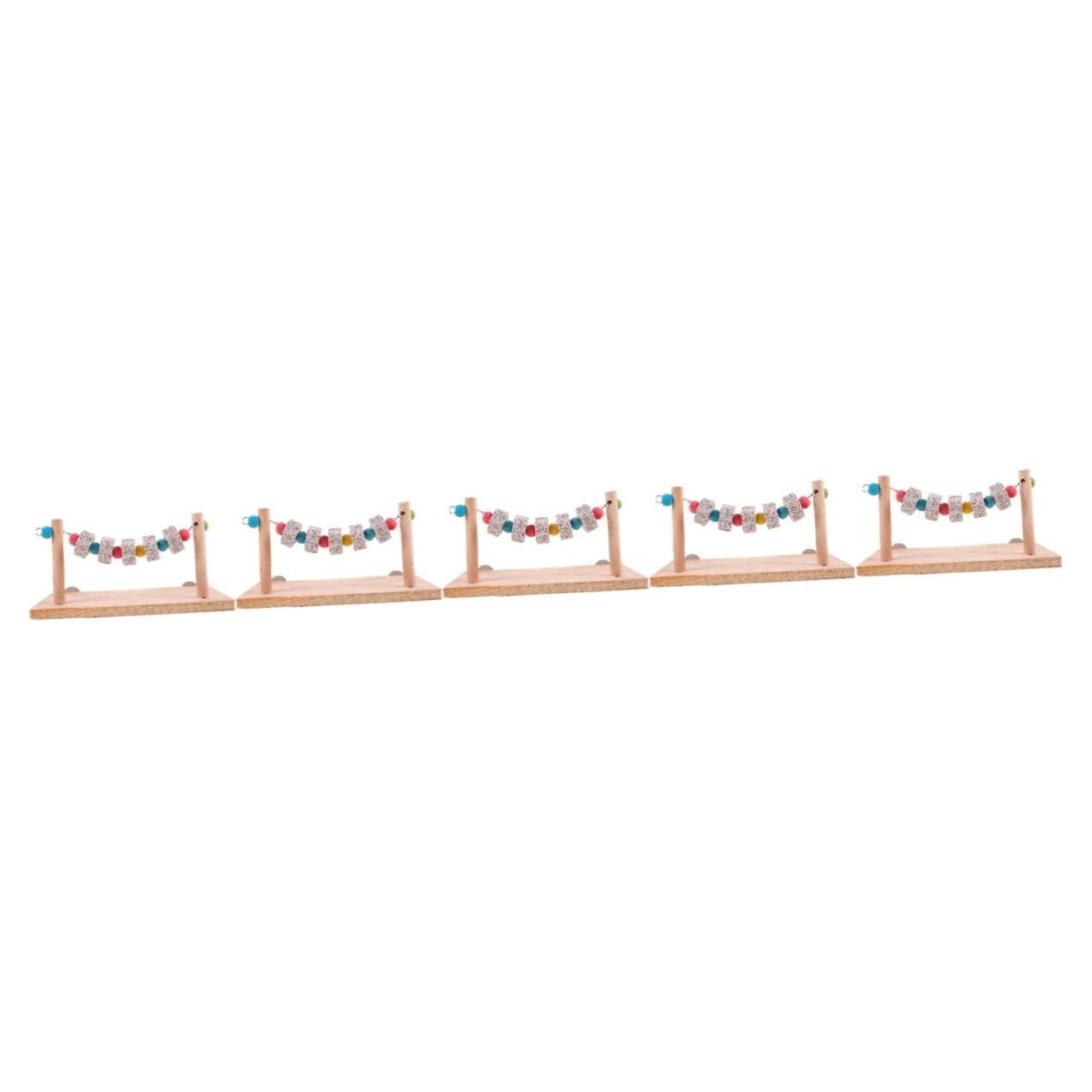 minkissy Lot de 5 Jouets à mâcher pour Oiseaux pour Conures, Jouets de Bureau, perchoirs, Accessoires de Table, perruches, Rats, balançoires, perchoirs, Hamsters, bancs d'entraînement en Bois