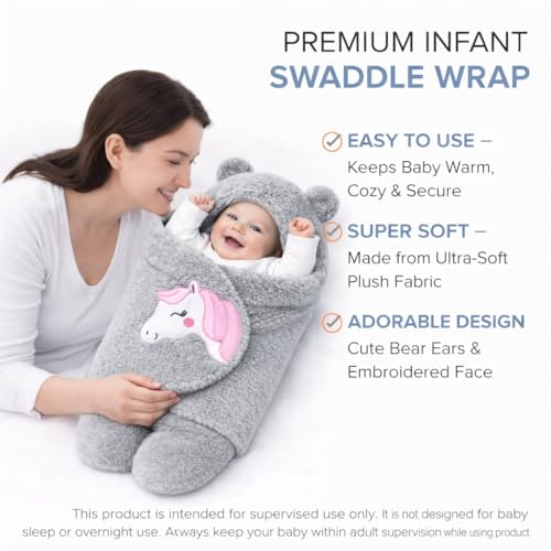 Image of BRANDONN Baby Blanket Newborn Gift Pack of Swaddle Wrapper, 0-9 Months, Length 68 cm x Width 68 cm