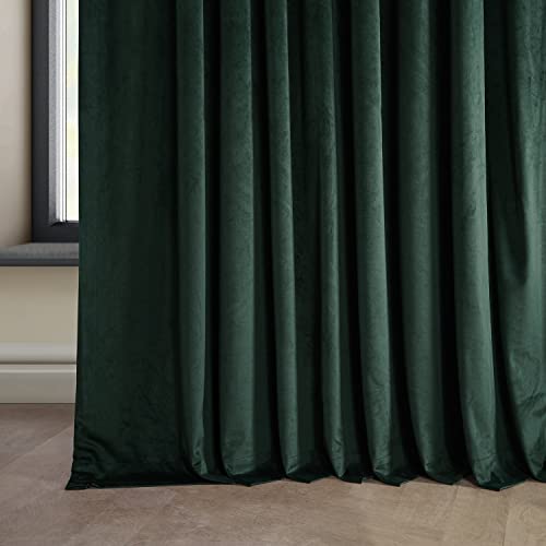 Image of HPD Half Price Drapes Signature Plush Extra Wide Velvet Blackout Curtains for Bedroom (1 Panel),100W X 108L Hotel Black Out Curtains for Living Room, Thermal Insulated Blackout Curtains, Spirit Green