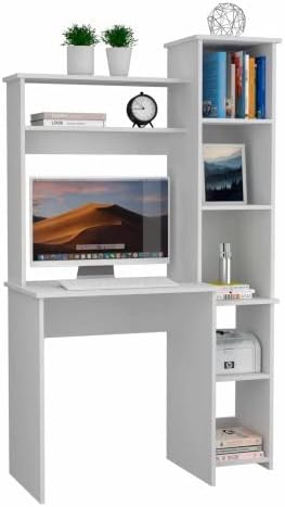 Miniatura 3 de Zaboro Escritorio para computadora con estantería, escritorio de madera, escritorio para adolescentes, escritorio para estudiantes, computadora