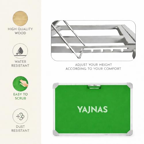 Image of YAJNAS Multipurpose Portable Study Laptop Table (15 x 26 Inch) | Height Adjustable Foldable Lap Desk Bed Table for Kids Students Home Office Online Classes Study Learning - Parrot Green