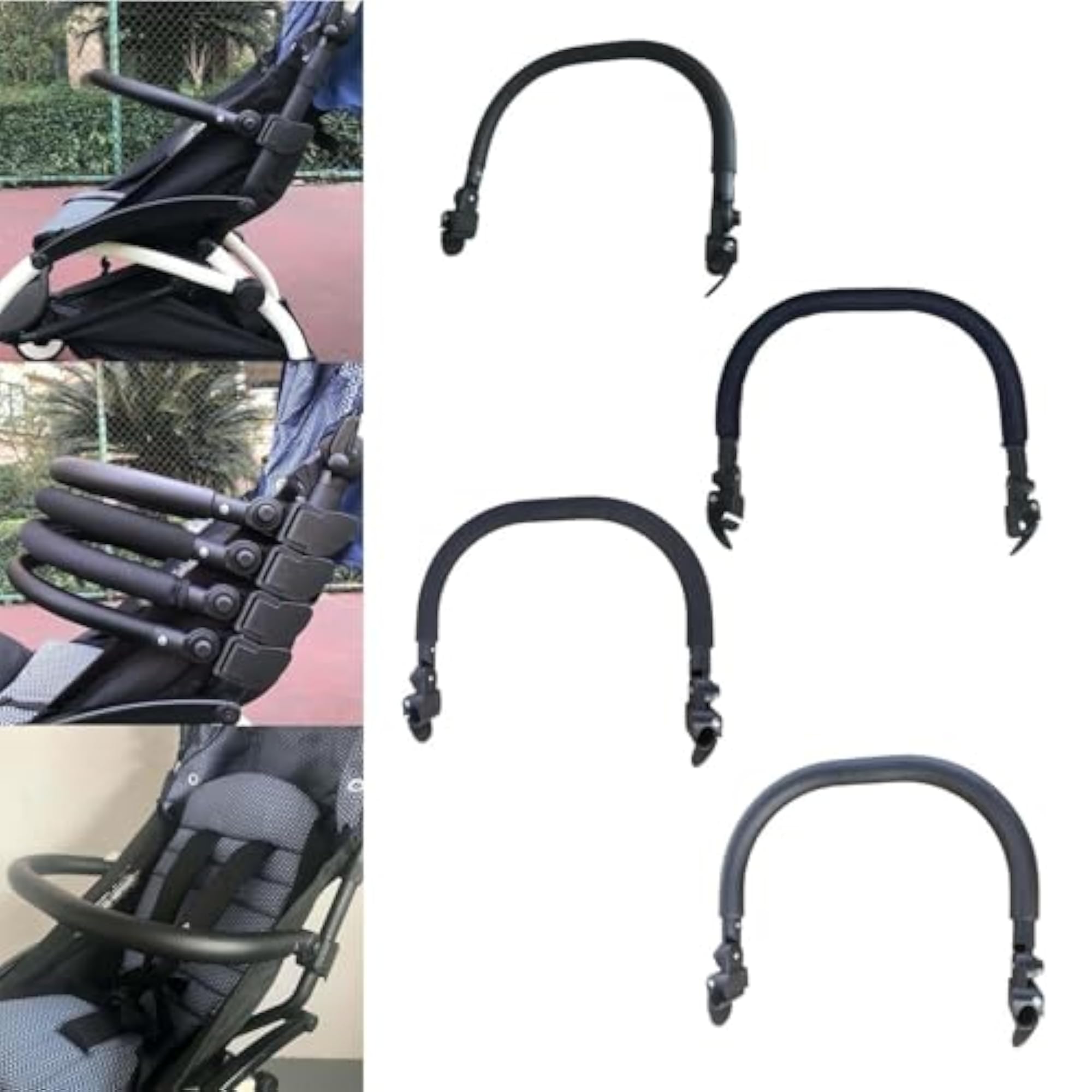 Stroller Safety Bar Handrail for Pram Trolley Pushchair, PU Leather
