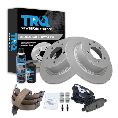 Image of TRQ Rear Brake Pad & Rotor Kit Compatible with 2017 Jeep Patriot Compass 2013 Chrysler 200