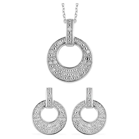 Femme Luxe Luna 0.20CTW White Diamond Set of pendant and earrings in 925 Sterling Silver Cover