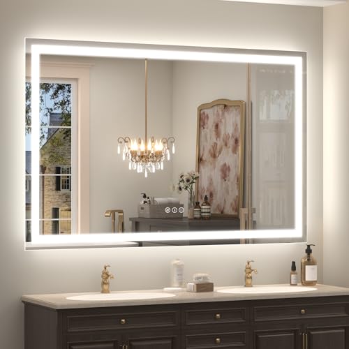 Image of 55x40 inch LED Mirror for Bathroom with Front Lights and Backlit