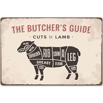 Cuts of Lamb Meat Chart Posters Knowledge Tin Sign Wall Decor Metal ...