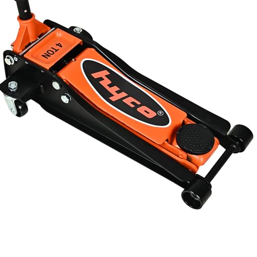 Image of HYCO PRO Double Piston Hydraulic Trolley Jack 4 Ton, Heavy Duty, Low Floor Cars, Aluminum Chassis, Overload Protection Bypass Valve, Dual Pistons for Faster Rising Action 85-510mm, Taiwan Made