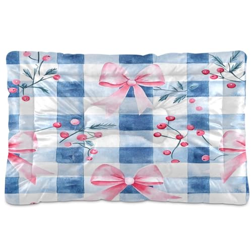 Fuauuyl Alfombrilla suave para cama de perro con diseño de pajarita y ojos rosados, lavable a máquina, con parte inferior antideslizante para dormir de perro, 36 x 24 pulgadas