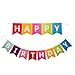 Happy Birthday Decorations Banner with 8 Tissue Paper Pom Pom Colorful Rainbow