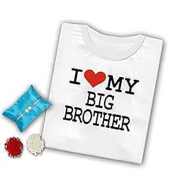 Decor Production Rakhi Gift Combo for Brother Includes Rakhi, Roli, Chawal and Printed T-Shirt