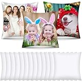 OLSUNOR 16 Pack 17.7'X17.7' Sublimation Blanks Pillowcase, Sublimation Pillow Cases White, Cushion Covers Blanks,Throw Pillow Covers for Heat Transfer, Painting DIY Custom Picture, Invisible Zipper