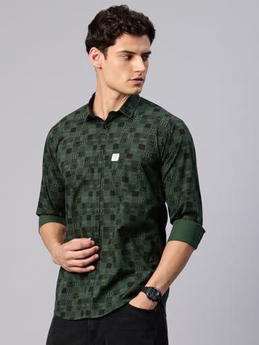 Image of Majestic Man Custom Abstract Printed Pure Cotton Slim Fit Casual Shirt