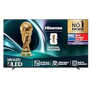 Hisense 100U7Q Fernseher 100 Zoll, 4K Mini LED ULED, Smart TV, Hi-View AI Engine Pro, 165Hz Game Mode Ultra, FreeSync Premium, Built in Subwoofer, Dolby Vision IQ Atmos, Airplay[2025]