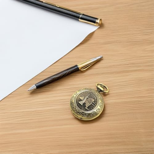 2 piezas de brújula retro compacta tipo reloj de bolsillo con cadena, herramienta de navegación de alta precisión para senderismo, camping, supervivencia y coleccionistas miniatura 5