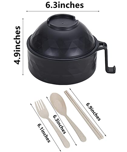 Ramen Cooker Ramen Bowl Set with Chopsticks 33oz Microwave Noodle Bowl Black - Picture 3 of 27